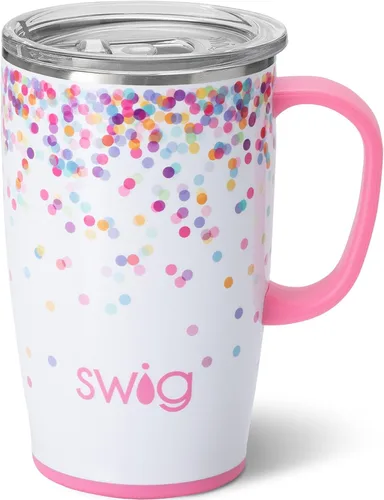 Vista 23 de Swig Life Taza de Viaje de 18 oz, Vaso Aislante con Asa y Tapa, Taza de Café de Viaje, Compatible con Portavasos, Acero Inoxidable, Vaso de 18 oz