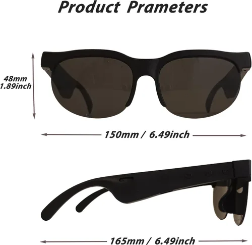 Vista 4 de Lentes inteligentes, lentes de sol polarizados Bluetooth con micrófono de audio integrado y altavoces con oreja abierta, protección UV y control