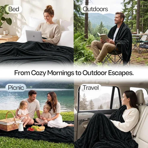 Vista 10 de Utopia Bedding Manta de forro polar negro, tamaño individual, ligera, mullida, suave, antiestática de microfibra (60 x 80 pulgadas)