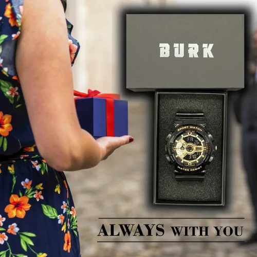 Vista 3 de Reloj de pulsera militar 1688 para hombre, resistente a los golpes, pantalla LED digital de doble tiempo