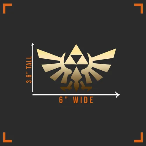 Vista 4 de Hyrule - Calcomanía de vinilo con alas de águila para auto, camión, pared, laptop, color dorado, 5.5 x 4 pulgadas
