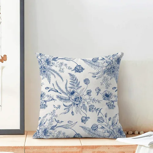 Vista 3 de CXMEIFLY Juego de 2 fundas de almohada de hojas florales de primavera de 16 x 16 pulgadas, para decoración de flores chinoiserie, almohadas