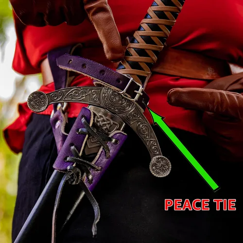 Vista 57 de Armory Replicas™ - Rana espada de cuero hecha a mano – Disfraz medieval LARP hebilla ajustable y cinturón de arma con cable soporte