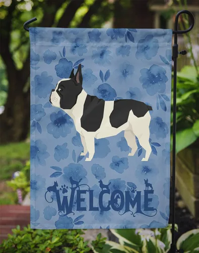Vista 3 de Caroline's Treasures CK6243GF Bandera de bienvenida de bulldog francés para buzón, bandera decorativa para patio exterior, obras de arte de patio