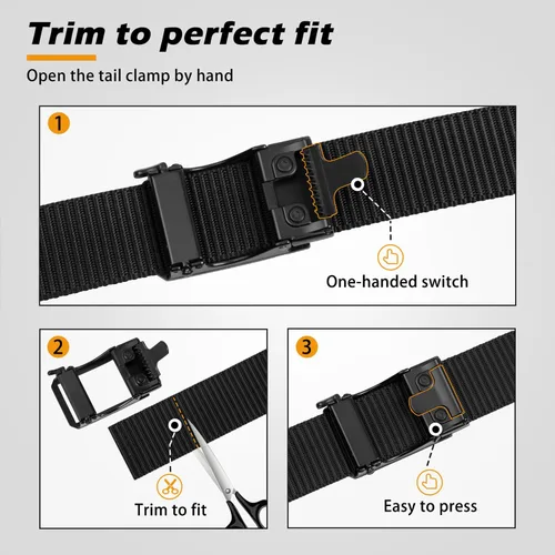 Vista 7 de JUKMO Cinturón táctico de trinquete para hombre, cinturón de trabajo de correa de nailon de 1.5" con hebilla deslizante automática, ajustable
