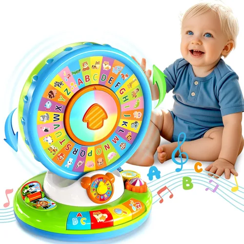 Vista 9 de Juguete para niños y niñas de 1, 2 y 3 años, juguetes musicales de aprendizaje para bebés que giran y cantan el alfabeto para niños pequeños