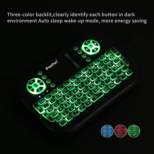 Vista 5 de iPazzPort Mini teclado Bluetooth con panel táctil, retroiluminado Negro