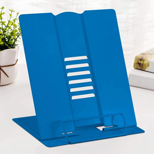 Vista 9 de Soporte de libro de escritorio grande de metal, soporte ajustable para libros de cocina, soporte portátil para recetas, libros de texto, libros