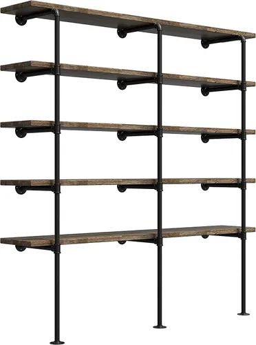 Vista 7 de Estante de tubo de hierro retro industrial para montaje en pared, estantería abierta de bricolaje, soporte colgado, estantes de cocina para mejoras