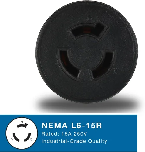 Vista 4 de Conntek 30112 NEMA 6-15P al adaptador de enchufe NEMA L6-15R, 15 amperios 250V