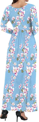 Vista 5 de Vestido largo de manga cortalarga, holgado, liso, informal y con bolsillos para mujer