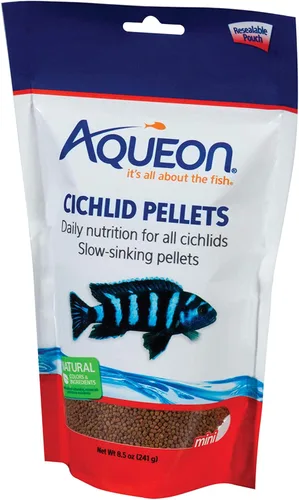Vista 6 de Aqueon Cichlid - Pellets de comida para peces de hundimiento lento, tamaño mediano, 25 onzas
