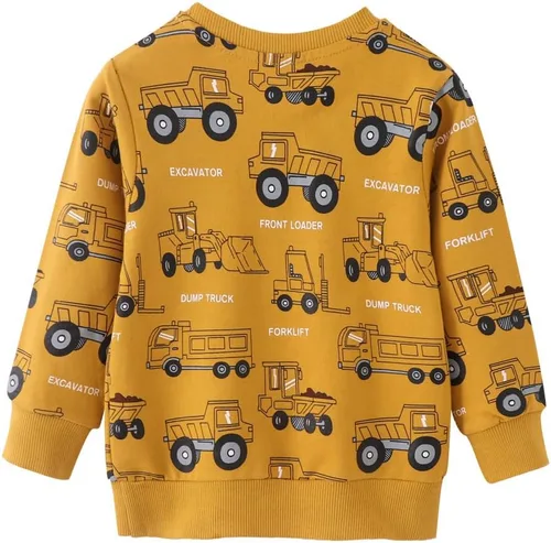 Vista 2 de Sudaderas divertidas con cuello redondo y estampado espacial de excavadora para niños, para otoño e invierno, de algodón