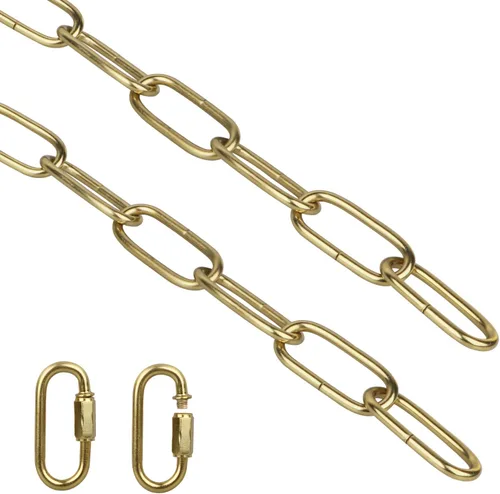 Vista 10 de Helunsi Cadena de iluminación, cadena de lámpara de bronce de 6 pies, extensión de cadena de araña de metal con bloqueo de enlace de conexión