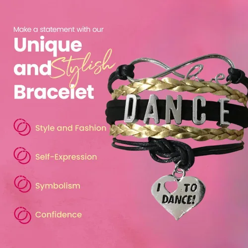 Vista 4 de Infinity Collection Pulsera de baile - Joyería de baile para niñas, regalo para recitales de baile, bailarines y equipos de baile