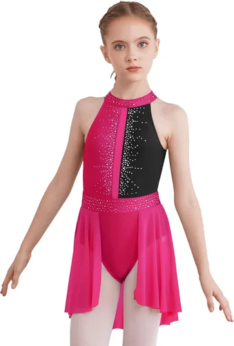 Vista 47 de CHICTRY Kids Girls Sparkly Rhinestone Ballet Gymnastics Leotards Modern Lyrical Dance Costume