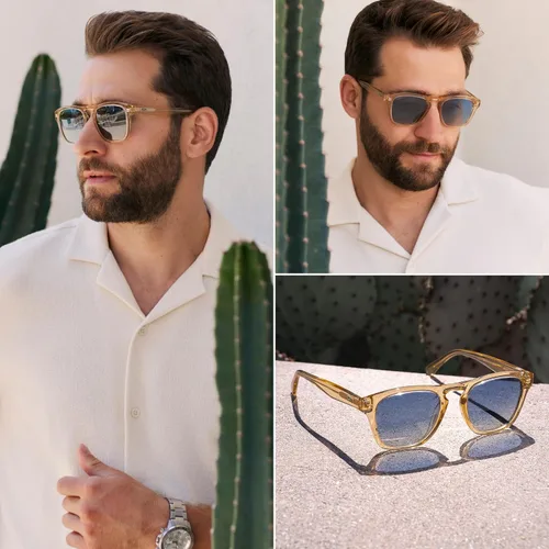 Vista 7 de WearMe Pro Gafas de sol rectangulares retro polarizadas para hombre
