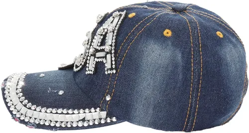 Vista 4 de Zoolaropy Gorra de béisbol para mujer hombre brillante VIP USA con tachuelas de cristal ajustable