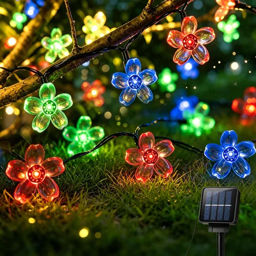 Vista 10 de ASFSKY Luces solares de libélula al aire libre 50 LED libélula luces impermeables blanco cálido