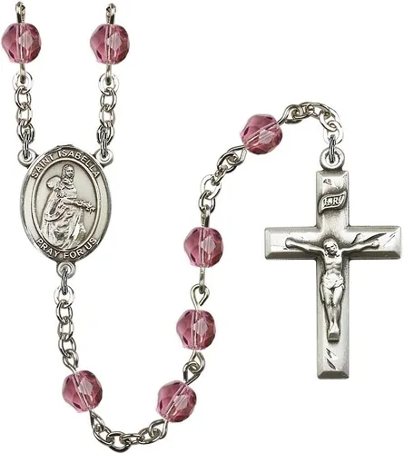 Vista 12 de Bonyak Jewelry Rosario chapado en plata de Santa Isabel de Portugal: cada mes de nacimiento color y más