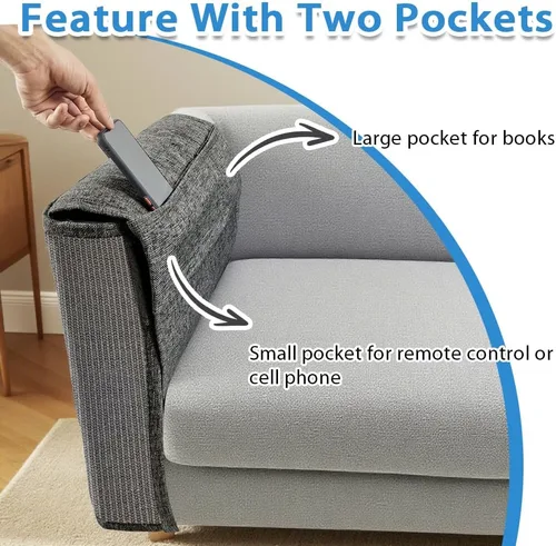 Vista 5 de NATUYA Protector de sofá de muebles para arañazos para gatos, almohadilla rascador grande de sisal para gatos, protector de brazo de esquina Gris