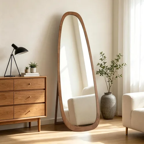 Vista 24 de WallBeyond Espejo asimétrico, espejo de pared irregular, espejos de pared decorativos para dormitorio, sala de estar, entrada, pasillo, espejo