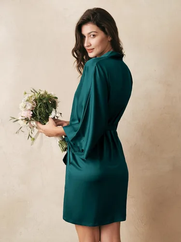 Vista 2 de AW BRIDAL - Bata estilo kimono de satén para mujer