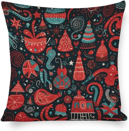 Vista 20 de Funda de almohada moderna para sofá, funda de almohada decorativa de tela de lino para exteriores, fundas de cojín de Navidad de Papá Noel