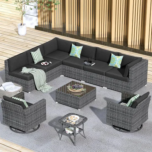 Vista 74 de HOOOWOOO Patio Sectional Furniture Set,2 Piece Couch Set with 2 Matching Armless Chairs(Beige)