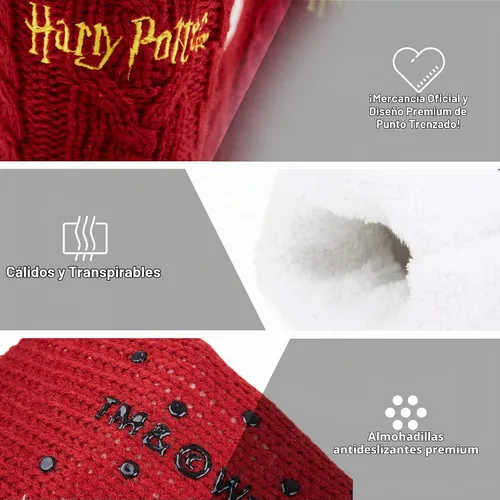 Vista 6 de Harry Potter Regalos para mujeres y adolescentes, calcetines pantuflas, talla 4-9, calcetines antideslizantes con forro polar, suaves, cálidos