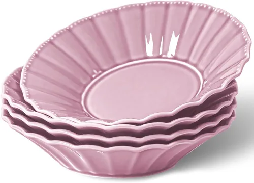 Vista 7 de HOMBENE - Juego de 4 cuencos de cerámica para pasta, de 25 onzas, estilo ondulado, ensaladas, sopa, pasta, fideos, cena, aptos para microondas