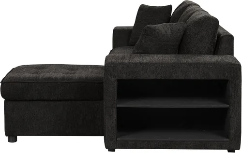 Vista 6 de Eafurn 104.5" Reversible Sleeper Sectional Sofa Bed, Tufted L Shaped Convertible Pull Out Sectional Sofa Bed with Storage Chaise Lounge and 2 Stools