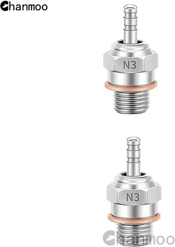 Vista 7 de 2 piezas 70117H Hot Glow Plugs No.3 N3 N4#3 #4 Spark Nitro Engine Parts Reemplazan OS para Traxxas Losi HPI Redcat HSP Himoto RC Car Truck Buggy (N3)