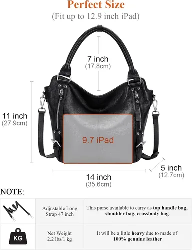 Vista 5 de Over Earth Bolsos de cuero genuino para mujer, bolso de hombro Hobo para mujer