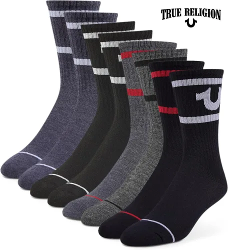Vista 2 de True Religion Calcetines para hombre, 8 pares de calcetines deportivos para hombre, calcetines deportivos de primera calidad, talla de zapato 8-12