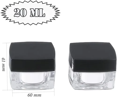 Vista 7 de AKOAK 2 frascos recargables de 0.71 oz (20 g), contenedor de cosméticos vacíos, botella cuadrada de crema, botella de plástico para almacenamiento