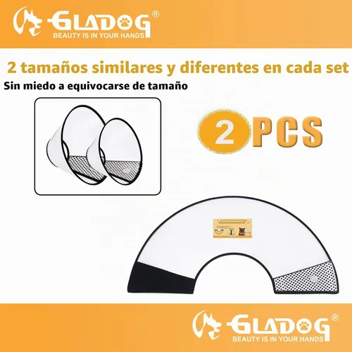 Vista 2 de Collar de cono suave para perro, 2 piezas (para tamaño exacto) cono de plástico flexible para perros después de la cirugía, collar de recuperación