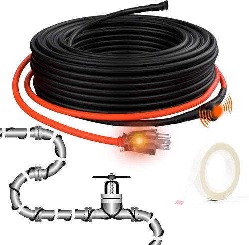 Vista 14 de HEATIT Cable calefactor autorregulador de tubería de 2 pies para protección contra congelación de tuberías, automático con termostato integrado