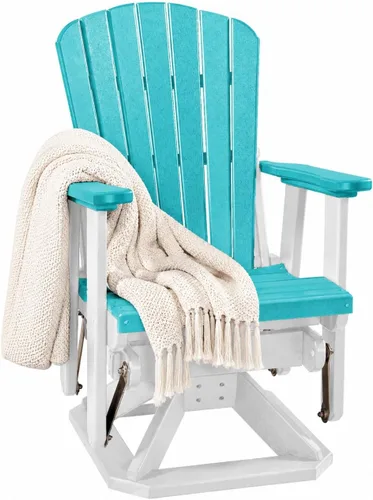 Vista 6 de DutchCrafters Slat Fan Back Poly Adirondack Swivel Glider Outdoor Patio Chair (Black)