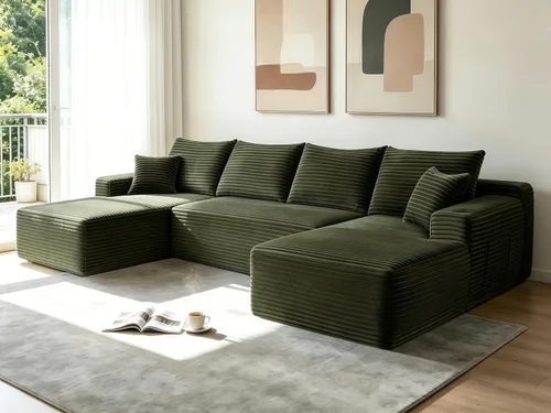 Vista 18 de THSUPER Sofás seccionales sin hueso de pana de 134 pulgadas en forma de U de gran tamaño para sala de estar con diván doble, cómodo sofá de asiento