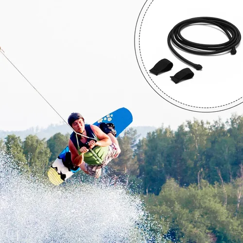 Vista 6 de Arrowbash 2 cuerdas elásticas de repuesto para wakeboard con lengüeta de tracción, cuerda elástica negra de choque, Wakeboard, piezas de estante