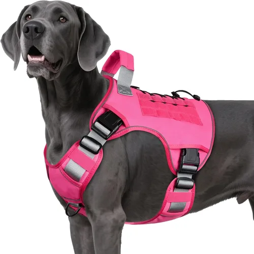 Vista 27 de WINGOIN Arnés táctico negro para perros pequeños, arnés resistente sin tirones con asa, arnés militar reflectante ajustable K9 para mascotas