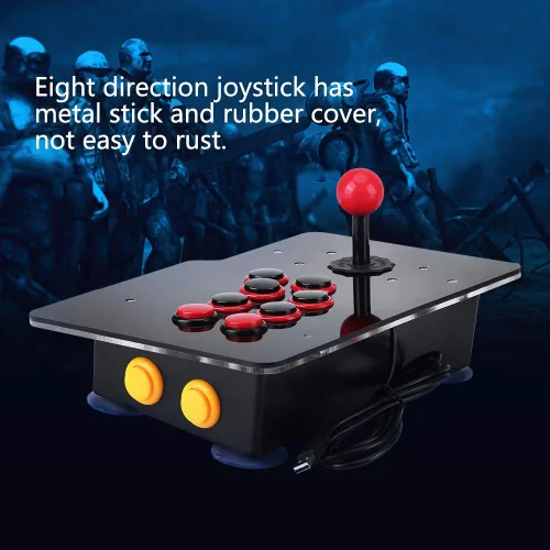 Vista 3 de 8-Way Game Joystick, USB Computer Arcade Game Controller, Zero Delay Arcade Game Stick Buttons Controller Control Device for Sports, Racing