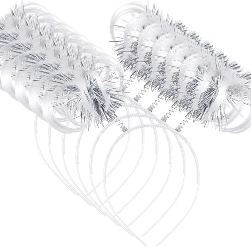 Vista 8 de WILLBOND 6 diademas con pompones envueltas en oropel, accesorios para el cabello para la semana del espíritu, carnaval, despedida de soltera