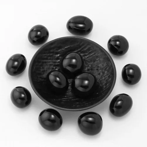 Vista 5 de Piedras de obsidiana negra, piedras pulidas y rocas, cristales curativos naturales para equilibrio de chakras, meditación, decoración espiritual