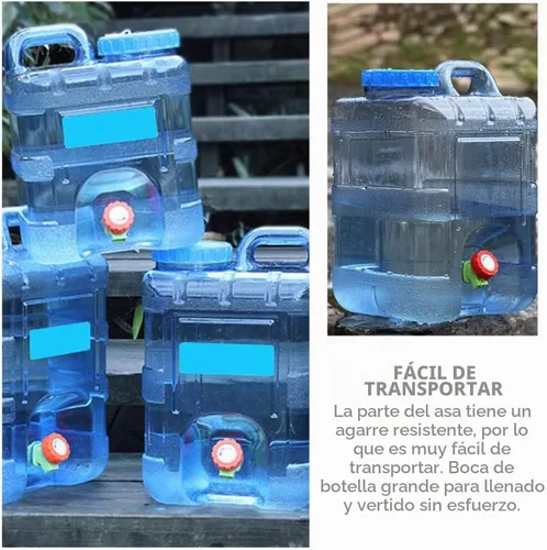 Vista 5 de BESPORTBLE - Contenedor de agua para campamento de 10 L con asa, jarra de policarbonato transparente