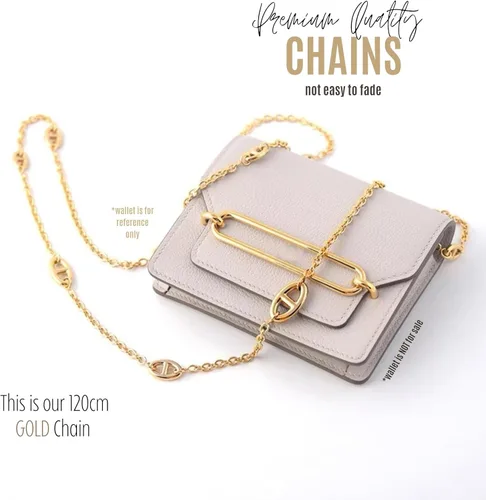 Vista 5 de Roulis Slim Wallet Strap Insert Constance Conversion Kit with Gold Chain Roulis Slim Wallet Insert Wallet on Chain (Lime, 120cm Gold Chain)