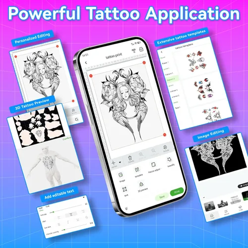 Vista 8 de Impresora de plantillas de tatuaje PeriPage Pino, máquina de transferencia