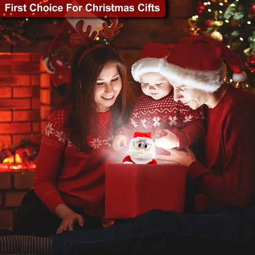 Vista 6 de Papá Noel que camina cantando bailando música twerking temblando Papá Noel animado de Navidad eléctrico juguetes de Papá Noel muñecas regalo