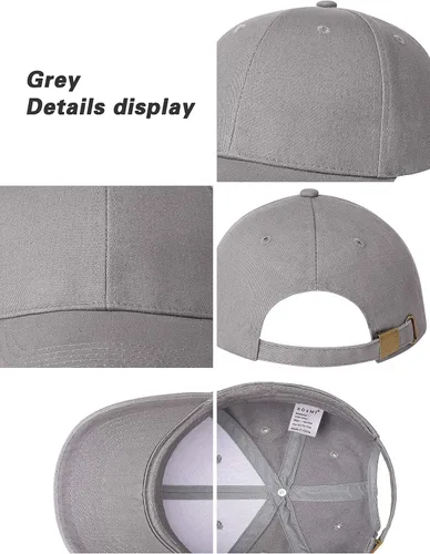 Vista 3 de AOSMI Paquete de 3 gorras de béisbol de algodón liso ajustable talla única que se adapta a la mayoría de gorras de bola de equipo en blanco